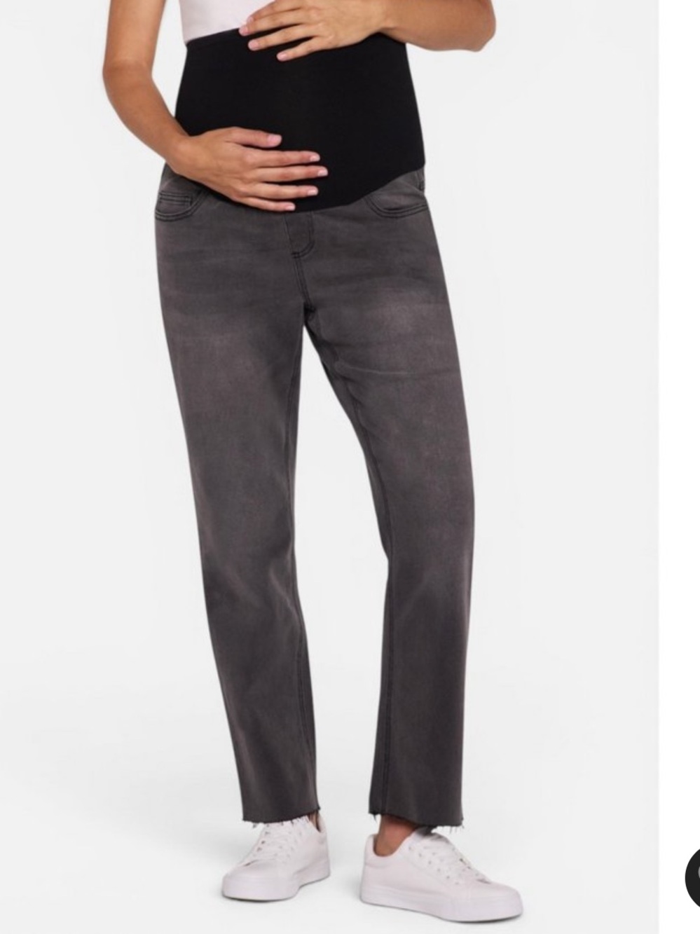 Target Women's Maternity Straight-Leg Jeans in Gray with Black Panel
